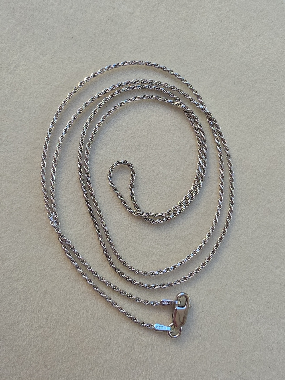 26": Italian Sterling Silver Rope Chain Necklace - 4.71g